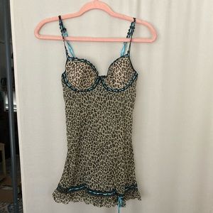 Vintage Y2K Cheetah Lace Lingerie Cami